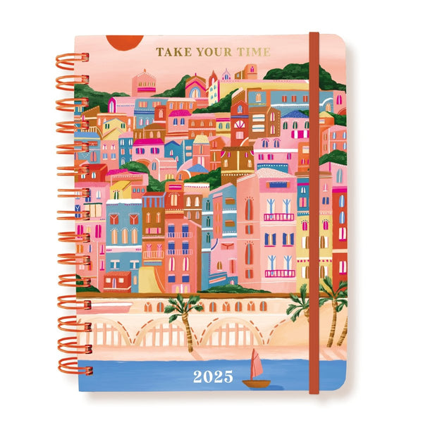 Pink Landscape 6 x 8 18 - Month Hardbound Spiral Planner - Graphique de France