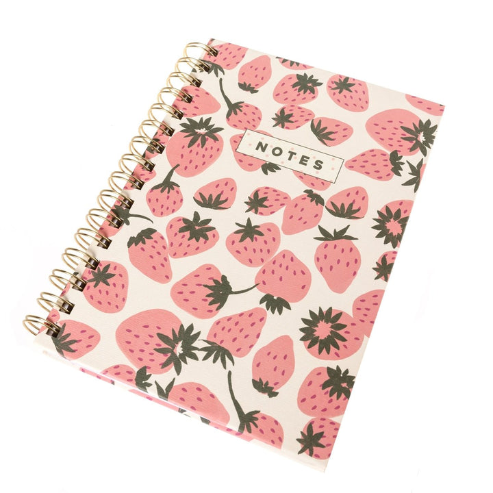 Pink Strawberries 6 x 8 Spiral Hard Cover Journal - Graphique de France