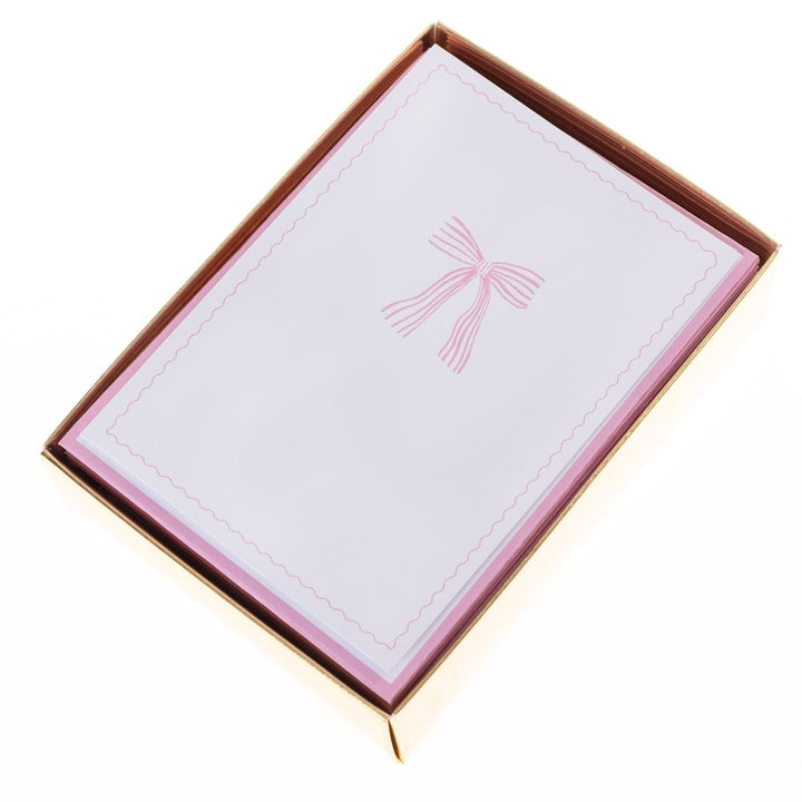 Pink Striped Bow Boxed Cards - Graphique de France