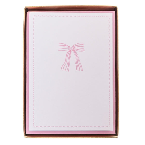 Pink Striped Bow Boxed Cards - Graphique de France