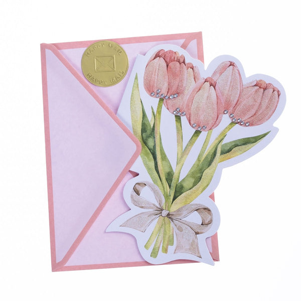 Pink Tulips Easter Handmade Card - Graphique de France