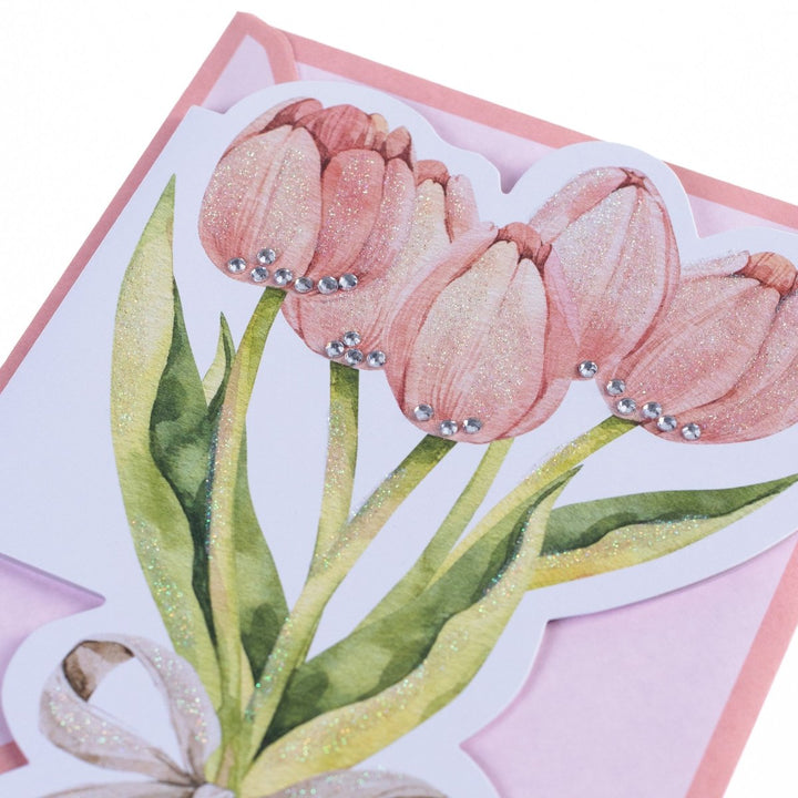 Pink Tulips Easter Handmade Card - Graphique de France