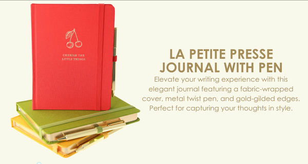 La Petite Presse Collection Bee 6 x 8 Fabric-Covered Journal with Pen
