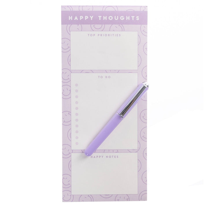 Purple Smileys Magnetic Notepad with Pen - Graphique de France