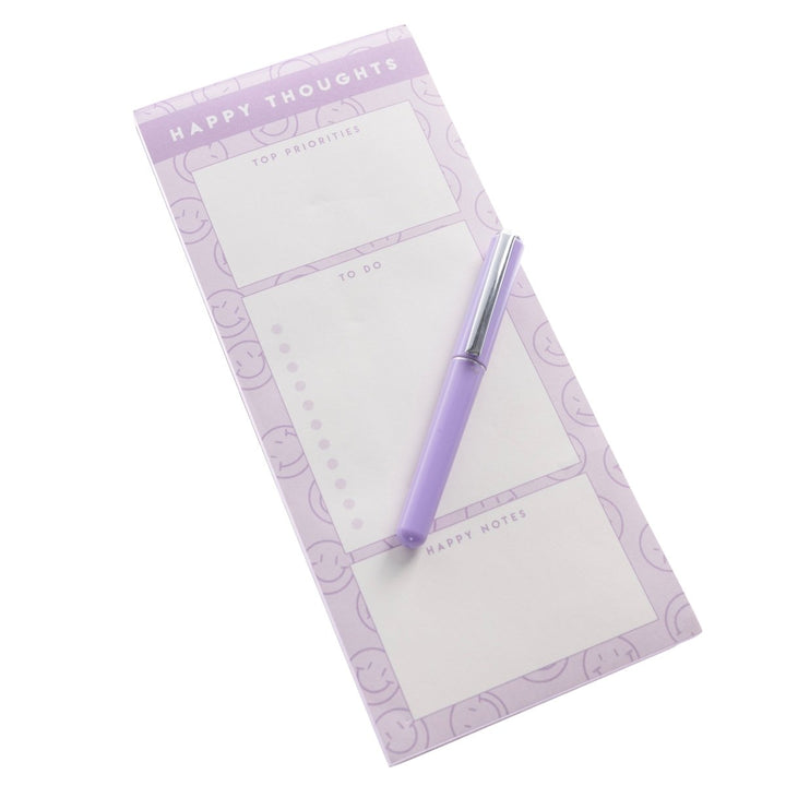 Purple Smileys Magnetic Notepad with Pen - Graphique de France