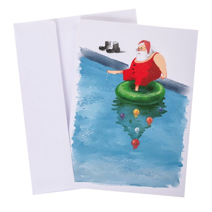 Santa Pool Large Classic Holiday Boxed Card - Graphique de France