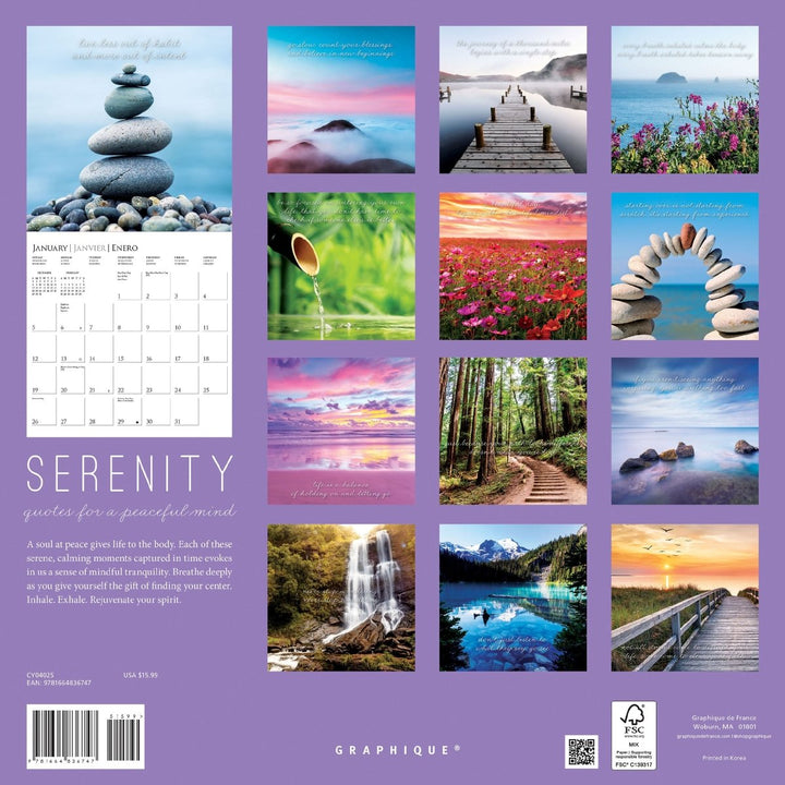 Serenity 12 x 12 Wall Calendar - Graphique de France