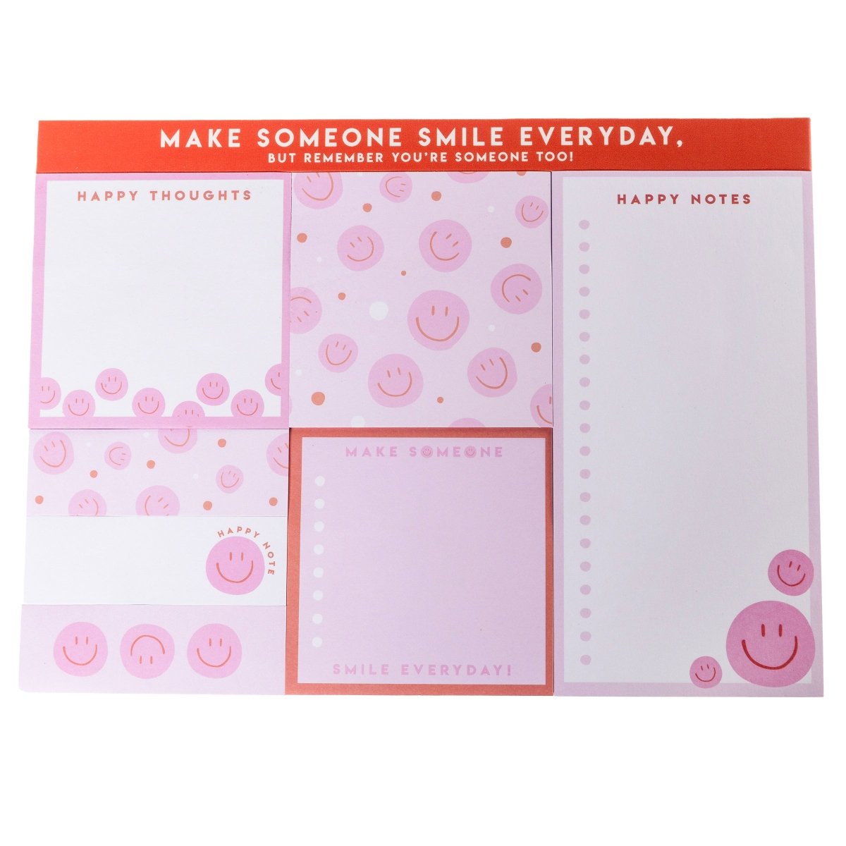 Smiley Faces Sticky Notes Set | Pink | 80 Sheets – Graphique de France