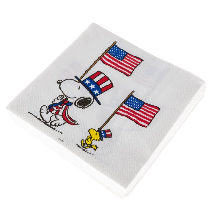 Snoopy & Woodstock With Flags Cocktail Napkins - Graphique de France