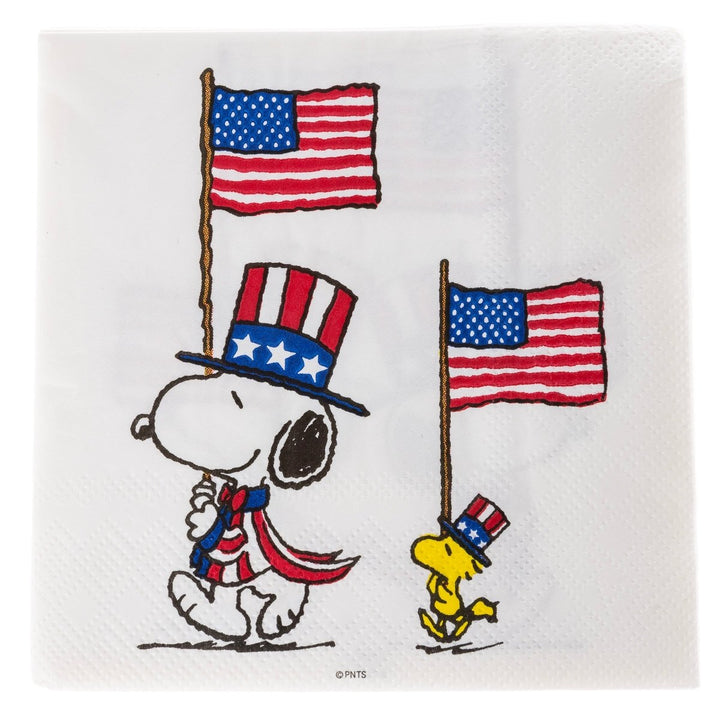 Snoopy & Woodstock With Flags Cocktail Napkins - Graphique de France