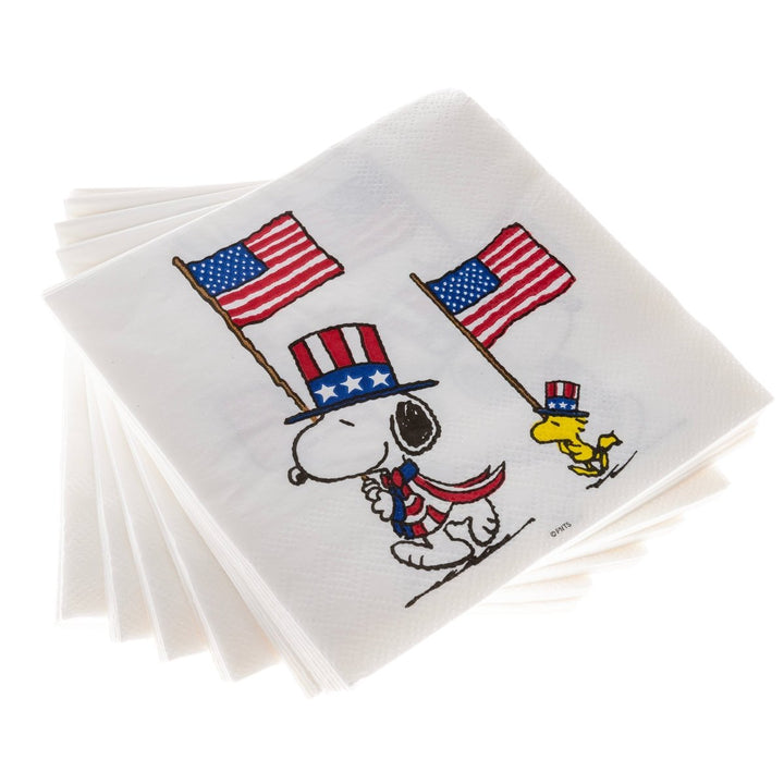 Snoopy & Woodstock With Flags Cocktail Napkins - Graphique de France