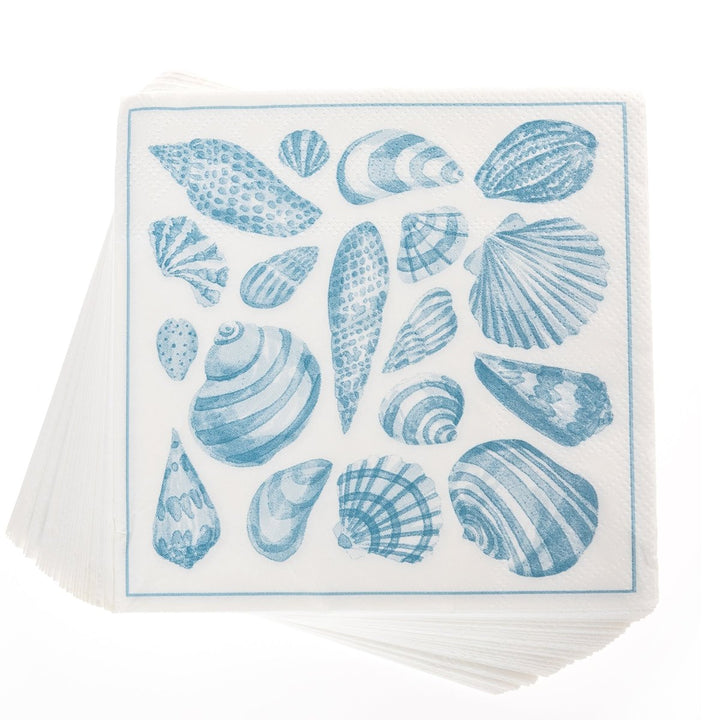 Teal Shell Print Cocktail Napkins - Graphique de France