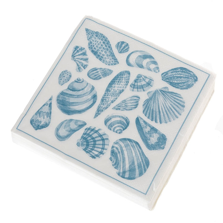 Teal Shell Print Cocktail Napkins - Graphique de France