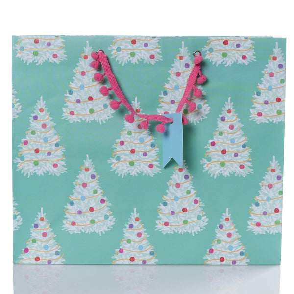 Teal Trees Large Holiday Gift Bag - Graphique de France