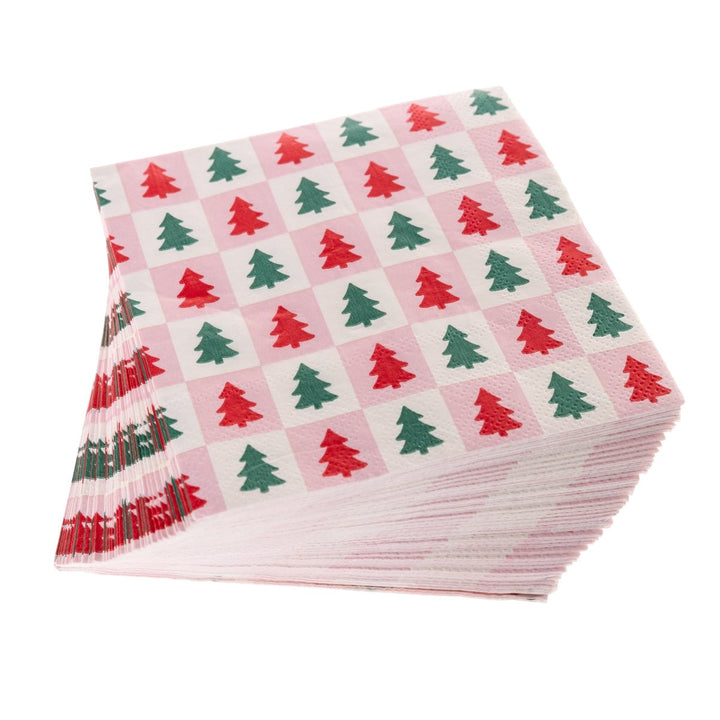 Tree Check Holiday Cocktail Napkins - Graphique de France