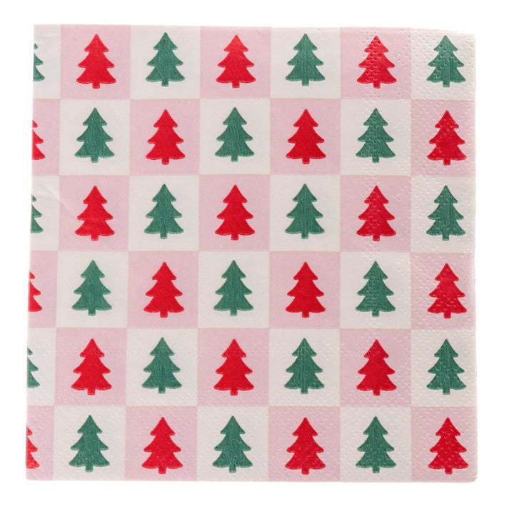 Tree Check Holiday Cocktail Napkins - Graphique de France