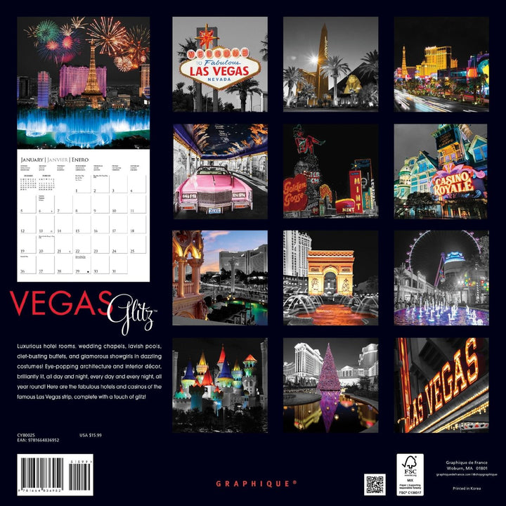 Vegas Glitz 12 x 12 Wall Calendar - Graphique de France