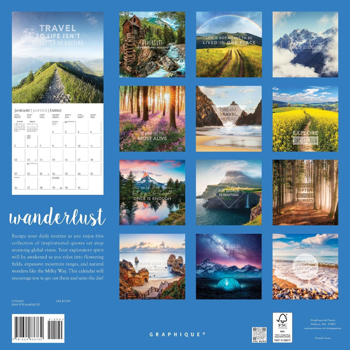 Wanderlust 12 x 12 Wall Calendar - Graphique de France