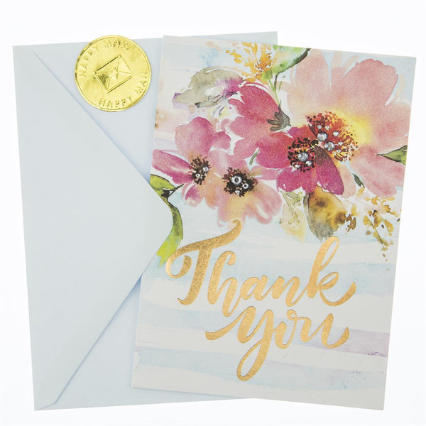 Watercolor Floral Thank You Handmade Card - Graphique de France