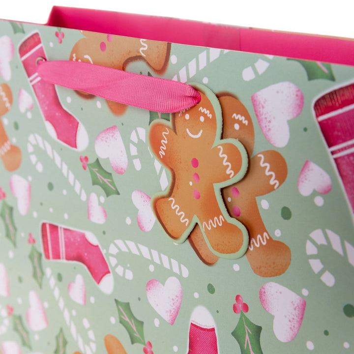 Watercolor Gingerbread Man Large Holiday Gift Bag - Graphique de France