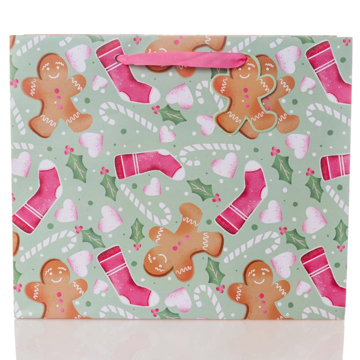 Watercolor Gingerbread Man Large Holiday Gift Bag - Graphique de France