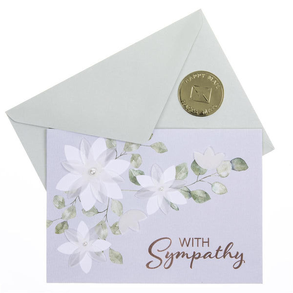 White Flower Sympathy Handmade Card - Graphique de France