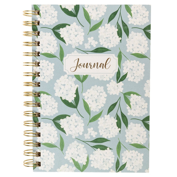 White Hydrangeas 6 x 8 Spiral Hard Cover Journal - Graphique de France