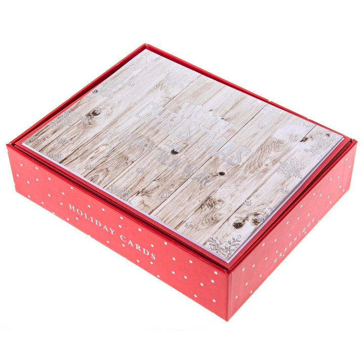 Wood Background Mid - Sized Holiday Boxed Card - Graphique de France