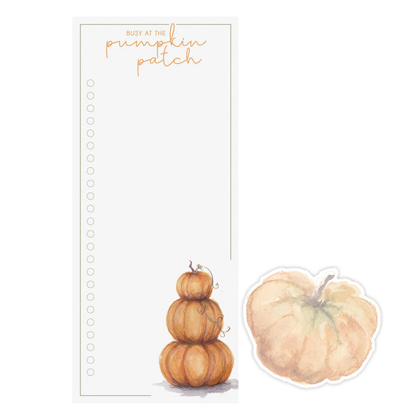 Watercolor Pumpkin Magnetic Notepad and small notepad set