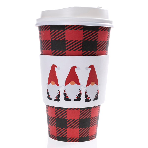 Plaid Gnomes Holiday Disposable Travel Cups