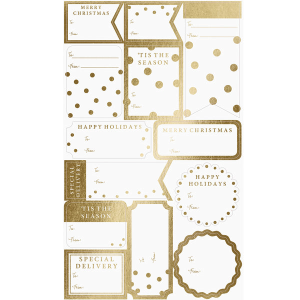 Modern Gold Holiday Gift Labels