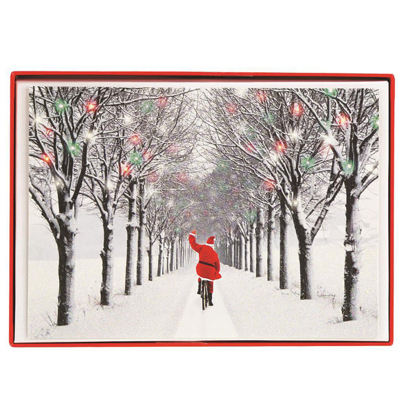 Santa Playing In Snow Large Classic Holiday Boxed Card