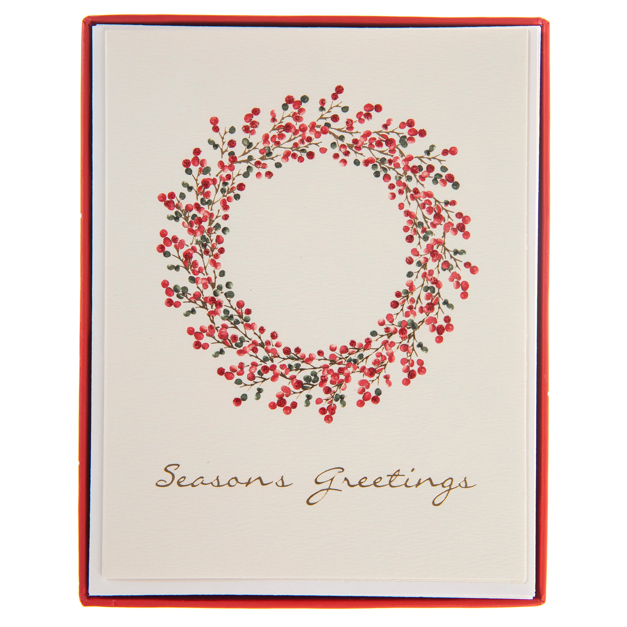Berry Wreath Boxed Holiday Cards | 15 ct | Cream | Includes Envelopes ...