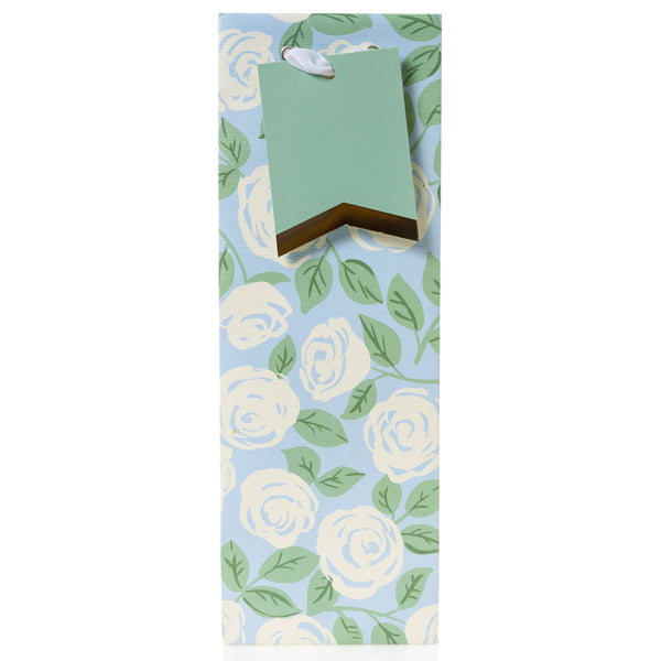 Blue with White Flowers Wine Gift Bag