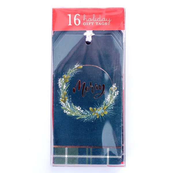 Modern Wreath Single Holiday Gift Tags