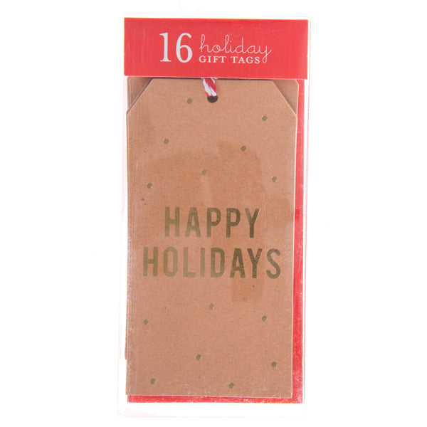 Kraft and Gold Single Holiday Gift Tags