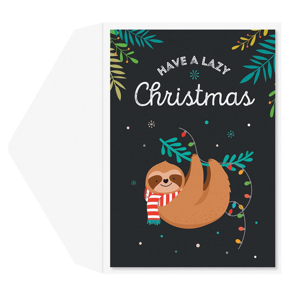 Lazy Christmas Sloth Holiday Greeting Card