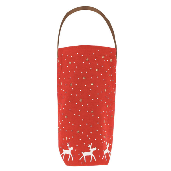Happy Reindeer Holiday Wine Canvas Bag