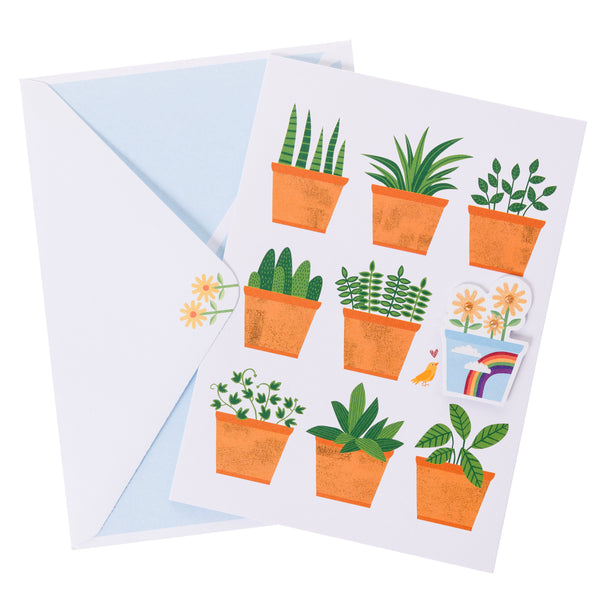 Plants in Pots Thank You Handmade Card