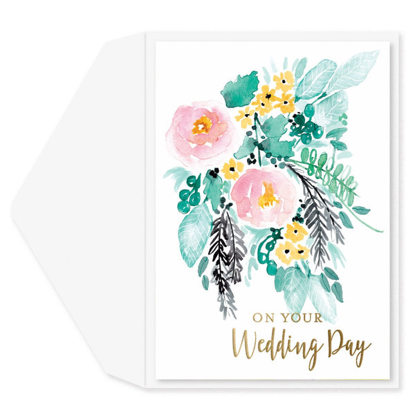 Blush Flowers Wedding Card
