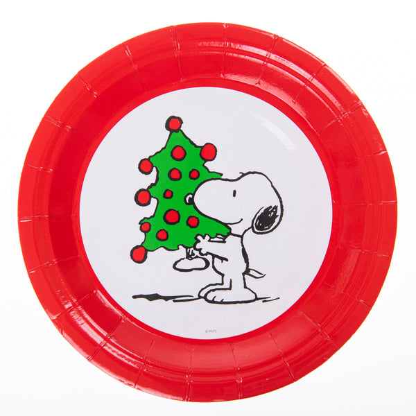 Peanuts™ Carrying tree Holiday 7 inch paper plate
