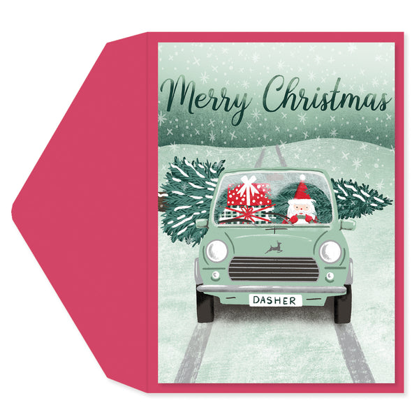 Santa Dasher Car Holiday Greeting Card