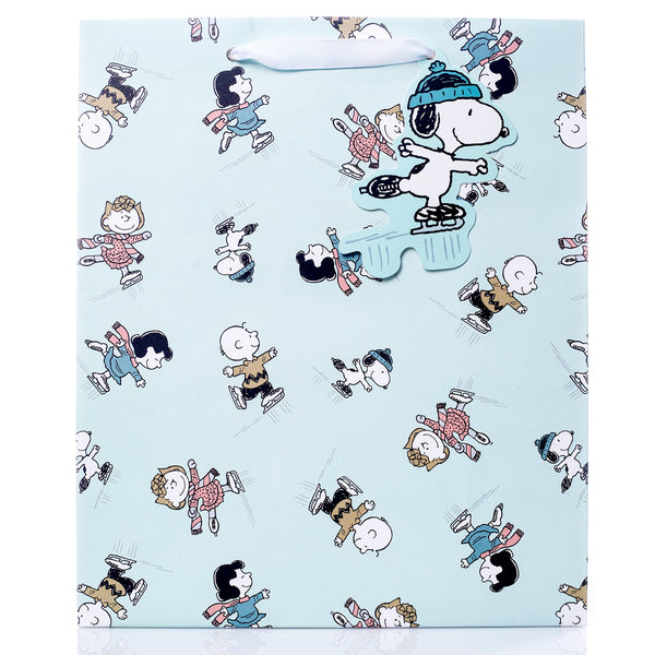 Peanuts™ Skating Pattern Large Holiday Gift Bag