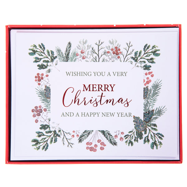 Winter Greenery Mid-Sized Holiday Boxed Card