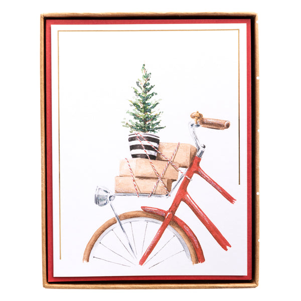 Watercolor Bike Mid-Sized Holiday Boxed Card