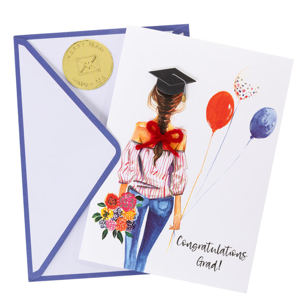 Balloon Girl Graduation Handmade Card