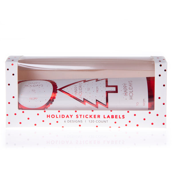 Classic Red Foil Holiday Gift Labels Roll