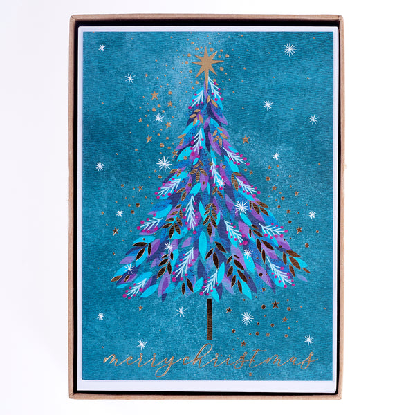 Jewel Tones Tree Large Classic Holiday Boxed Card