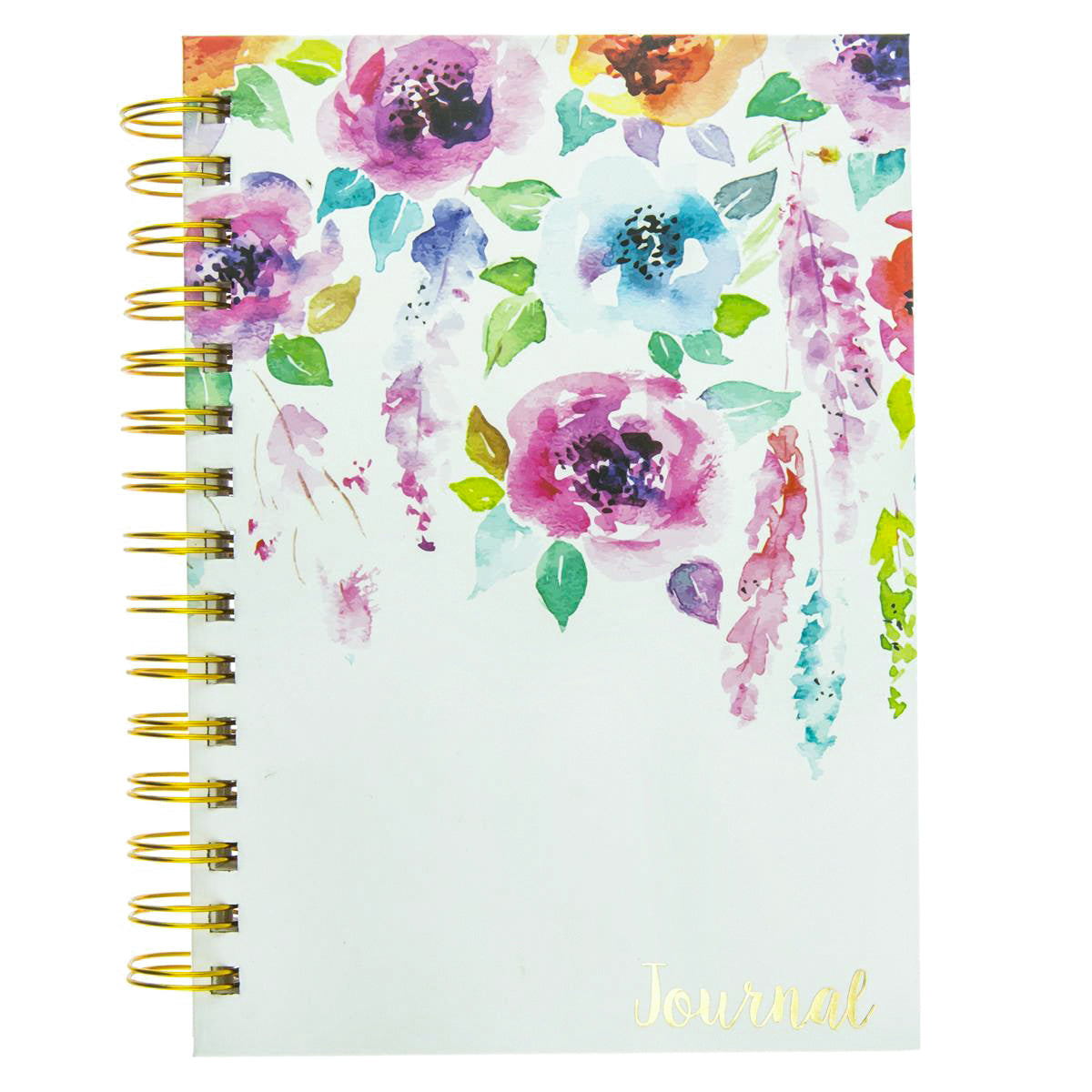 Hanging Flowers Spiral Journal | White & Multicolor | 6 x 8 | Hardcover ...