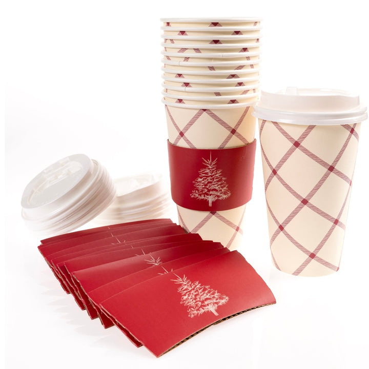 Classic Tree and Plaid Holiday Disposable Travel Cup - Graphique de France